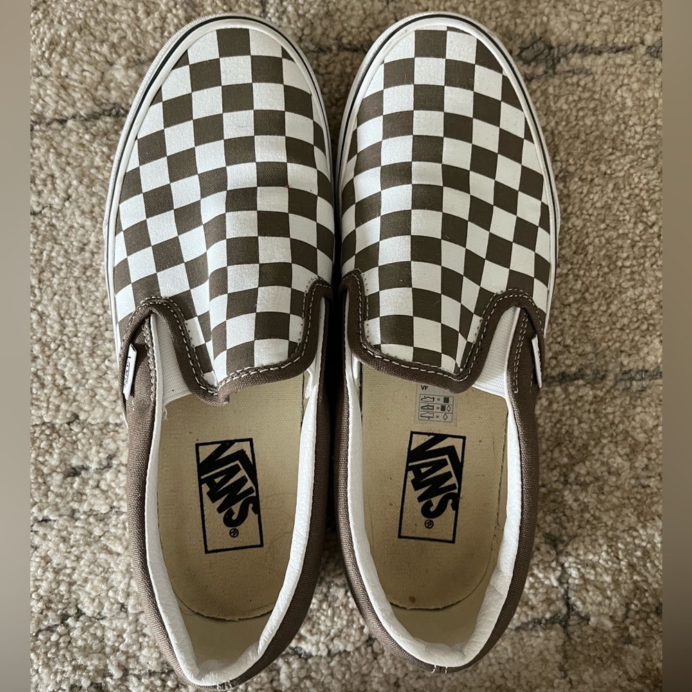Brown checkered Vans (size W:9 M:7.5)